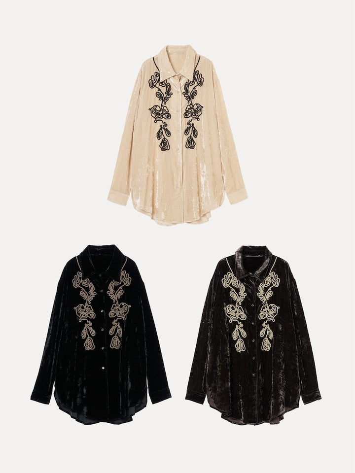 Code Embroidery Velour Shirt
