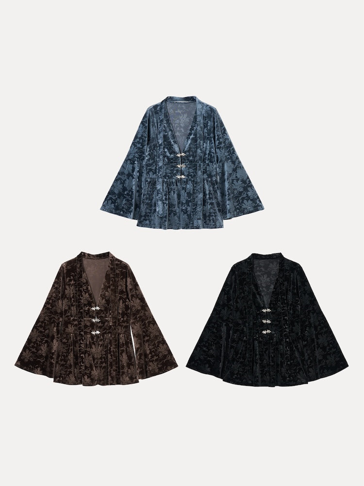 【10月24日(土) 12:00販売開始】Velour Emboss Top