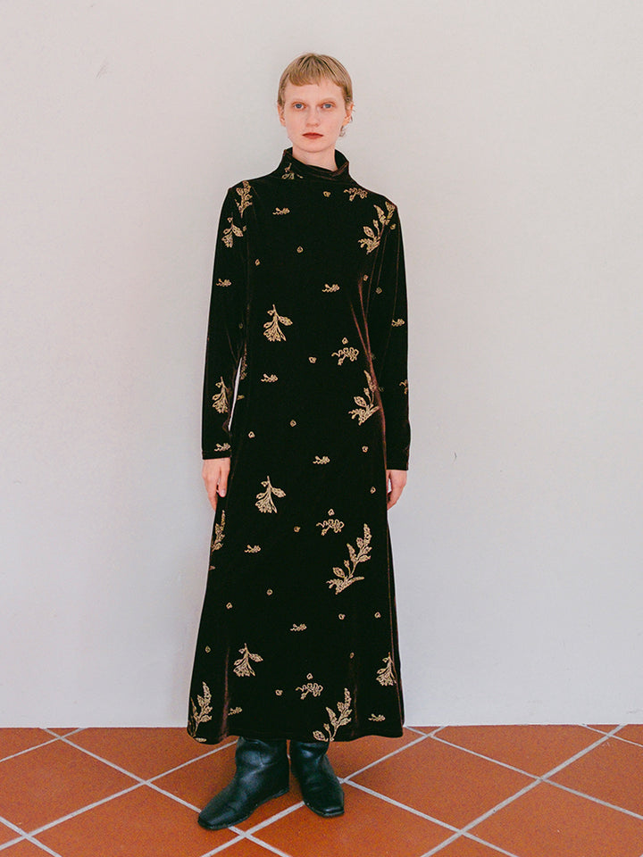 2way Velour Embroidery Dress