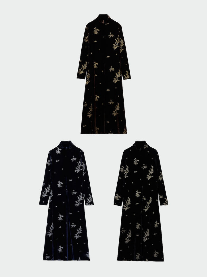 2way Velour Embroidery Dress