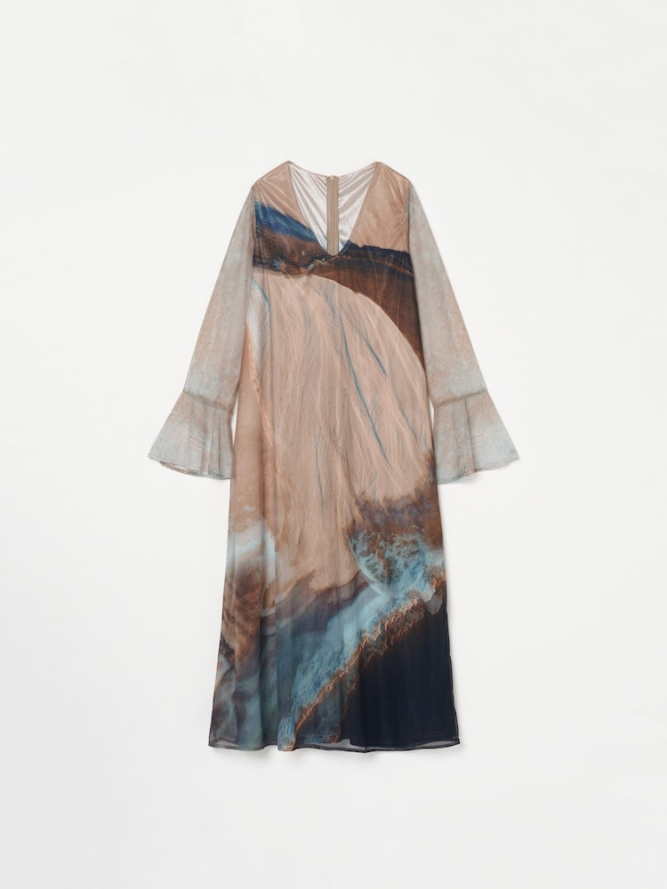Nature Print Layered Dress｜ネイチャーモチーフ柄レイヤード