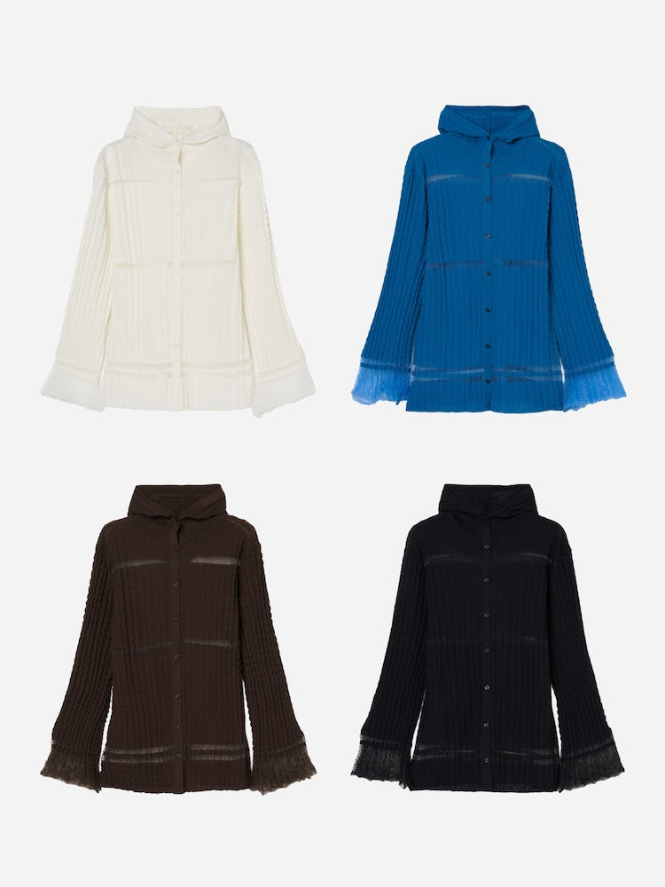 【26ss_EXB】Sheer Hoodie Cardigan