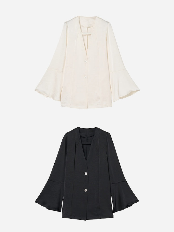 【26ss_EXB】Flare Sleeve Satin Jacket