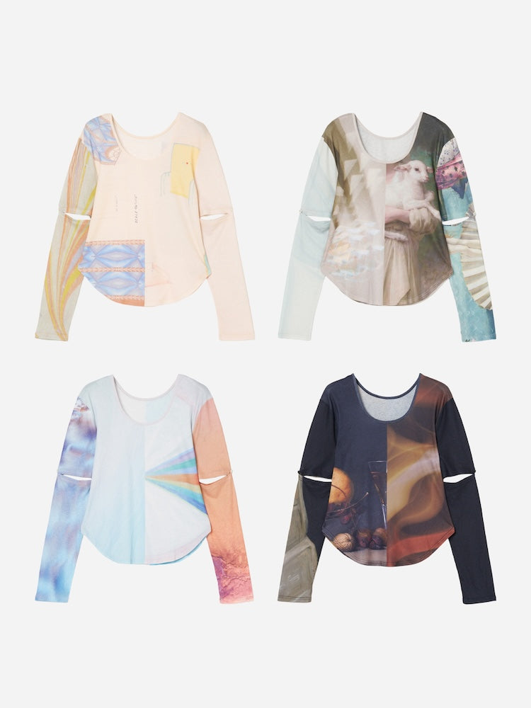 2way Sleeve Art Print Top｜2wayアート柄トップス – MARTE