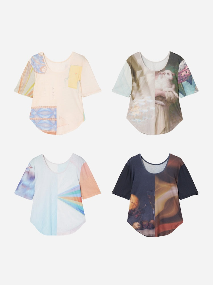 2way Sleeve Art Print Top