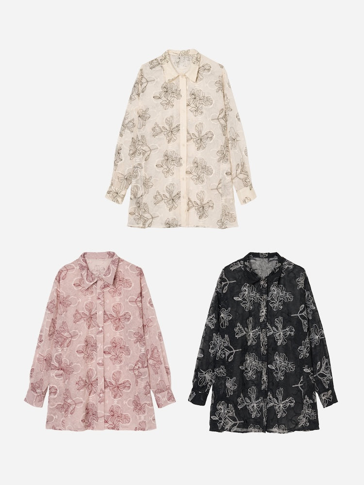 Flower Embroidery Over Shirt