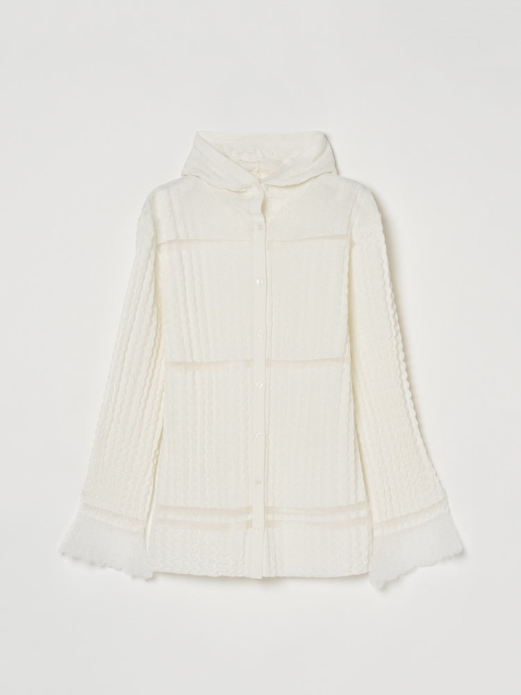 【26ss_EXB】Sheer Hoodie Cardigan