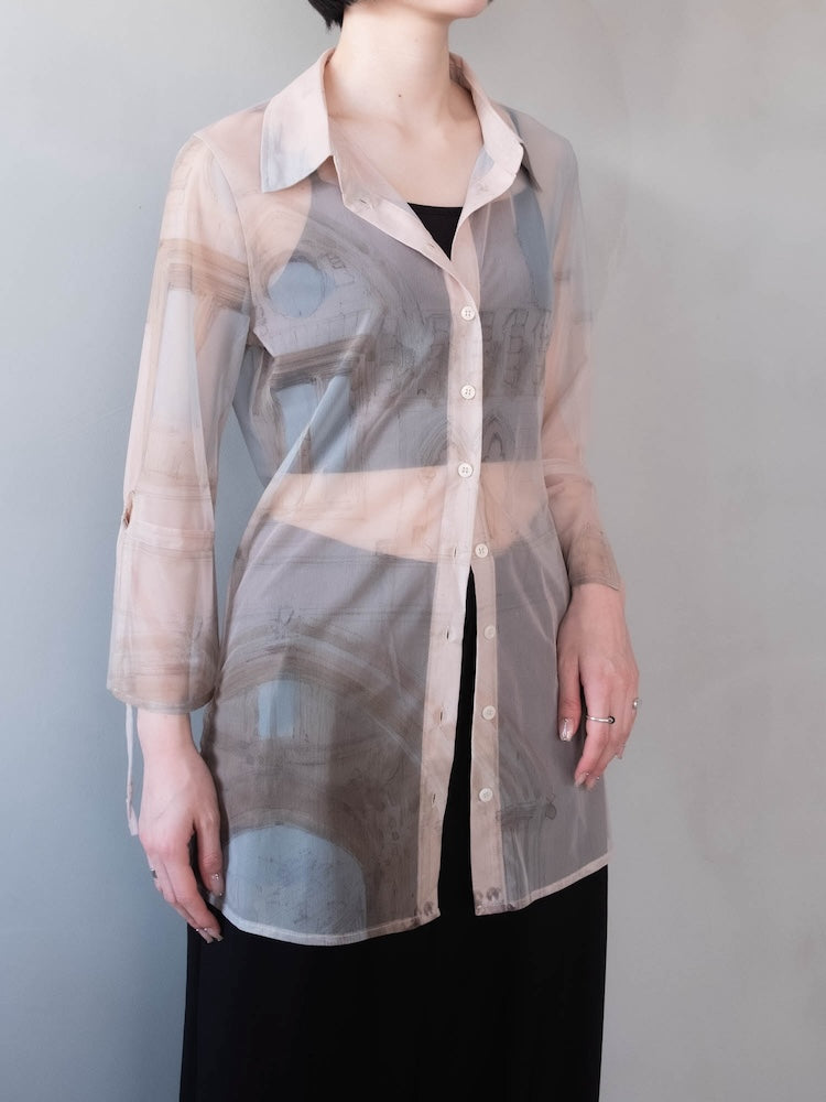 Art Print Sheer Shirt｜アートプリントシアーシャツ – MARTE