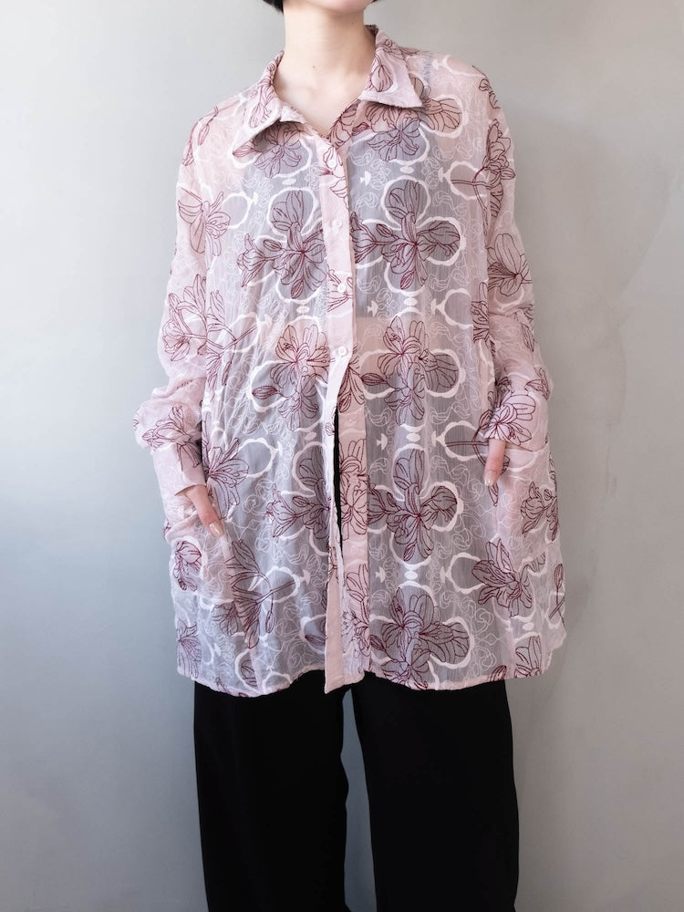 Flower Embroidery Over Shirt｜花柄刺繍オーバーシャツ – MARTE