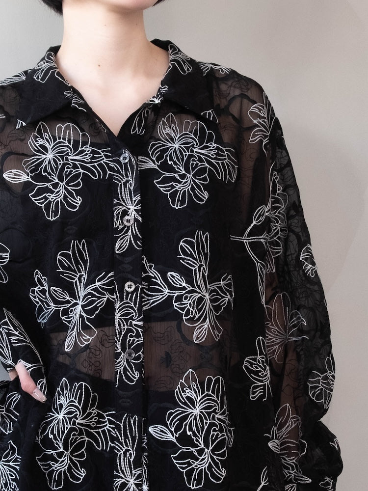 Flower Embroidery Over Shirt｜花柄刺繍オーバーシャツ – MARTE