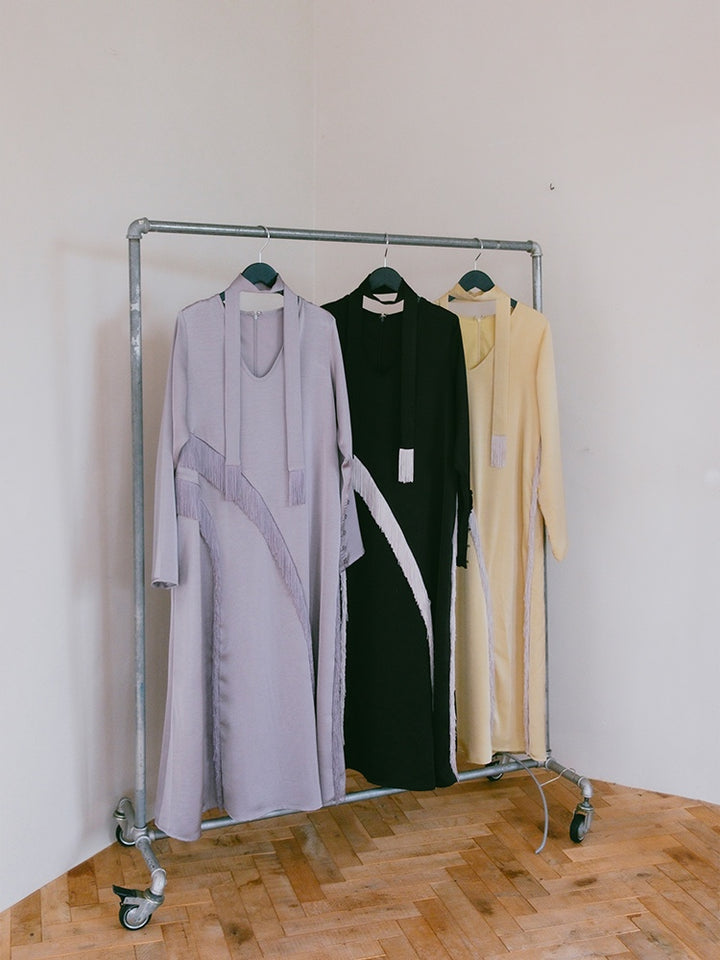 Asymmetric Fringe Satin Dress