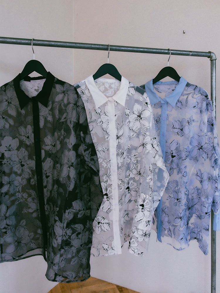 Sheer Flower Over Shirt