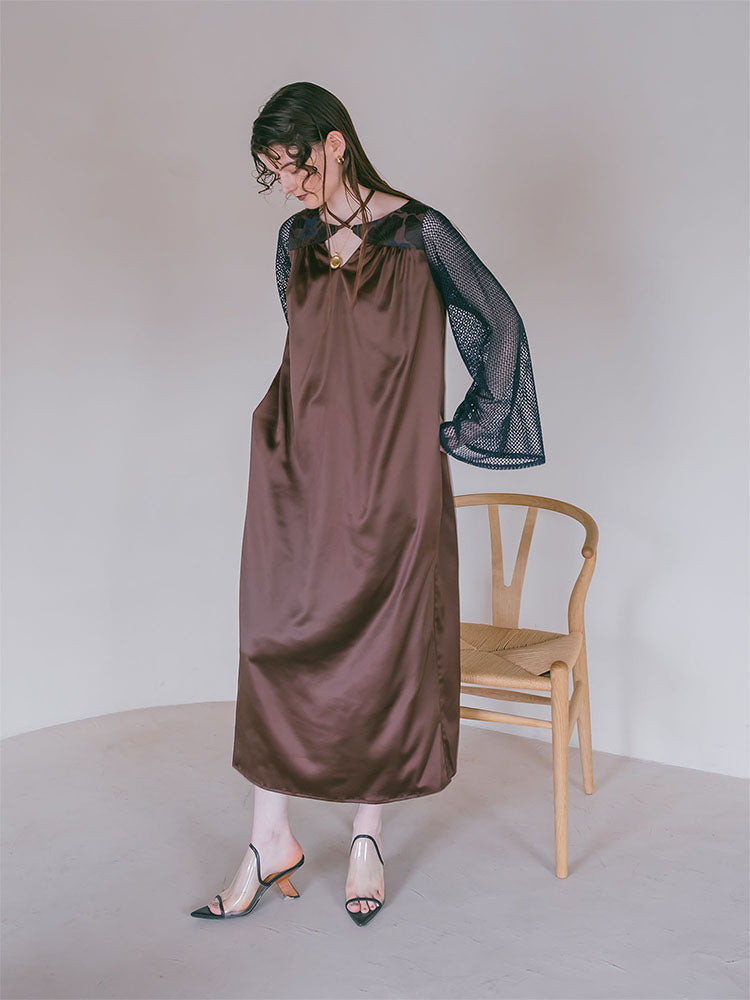 marte sahara Beehive Mesh Dress - ロングワンピース