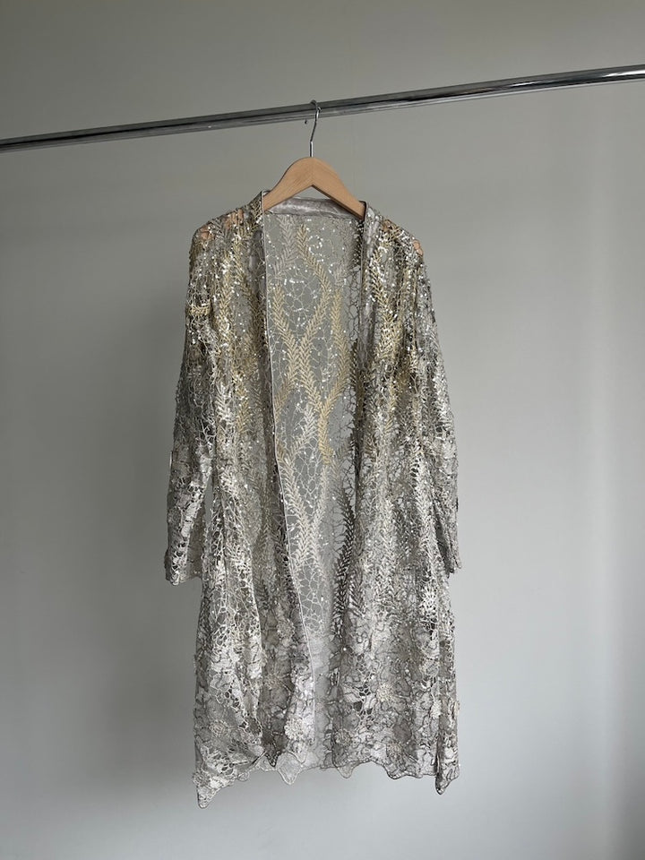 Sequins Silver Lace Gown