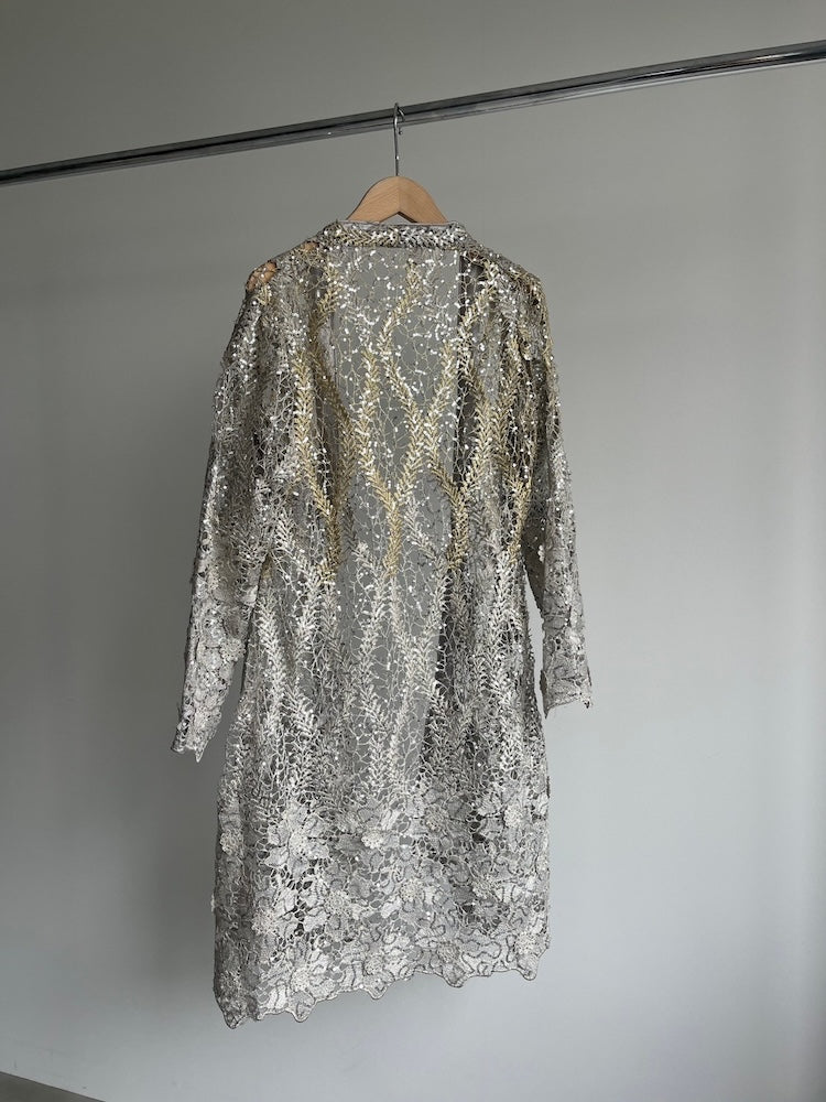 Sequins Silver Lace Gown