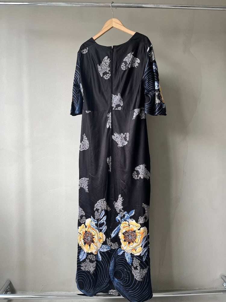 70s Flare Sleeves Flower Dress