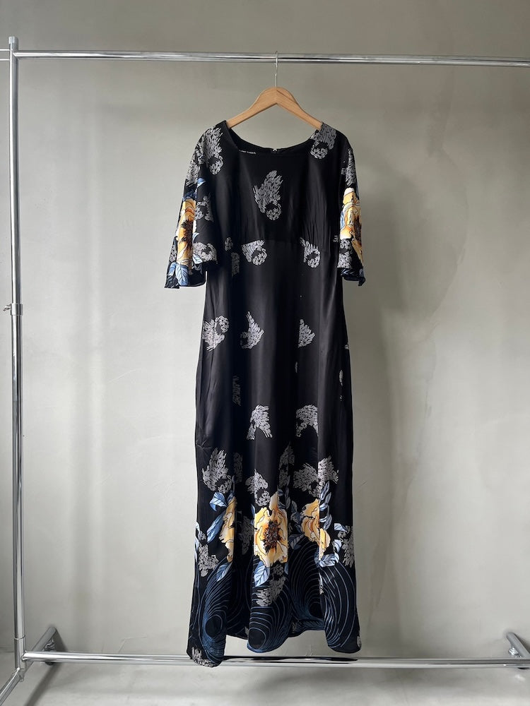 70s Flare Sleeves Flower Dress