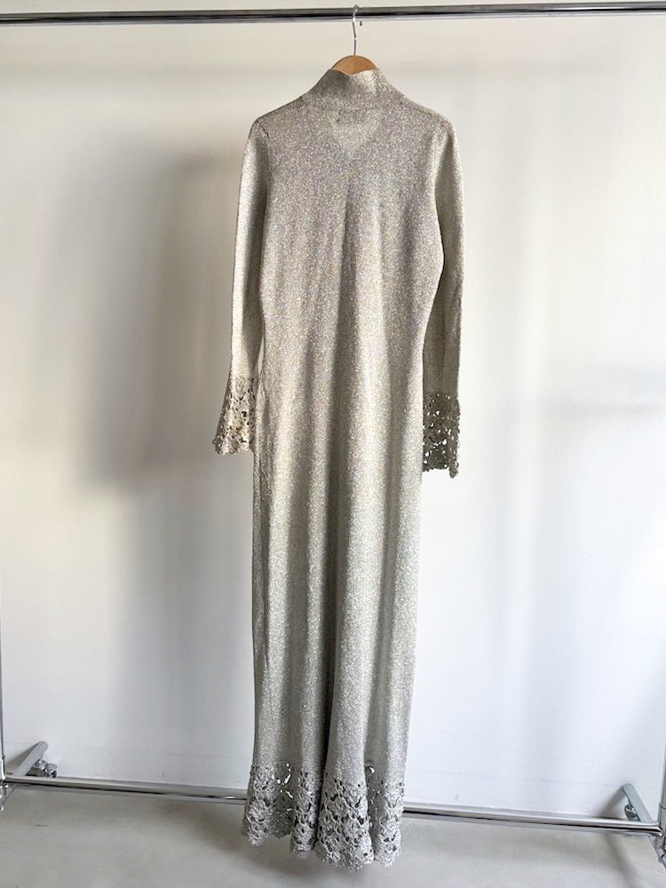 High Neck Silver Lame Dress