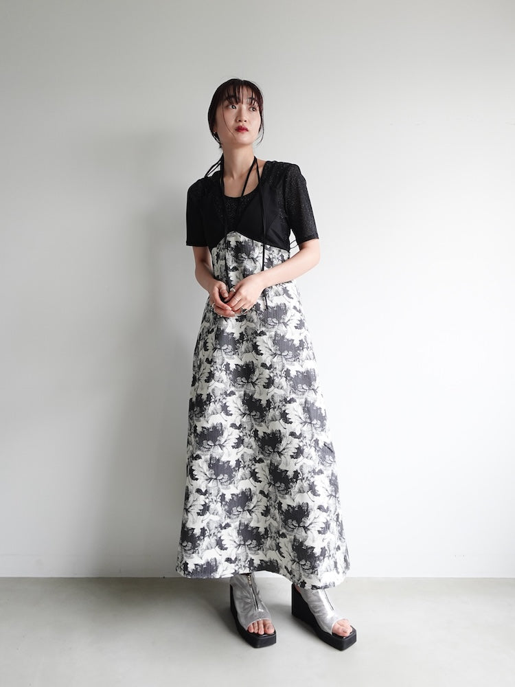sahara Design Strap Jacquard Dress Fブラック Design Strap Jacquard Dress｜デザインストラップジャガードドレス