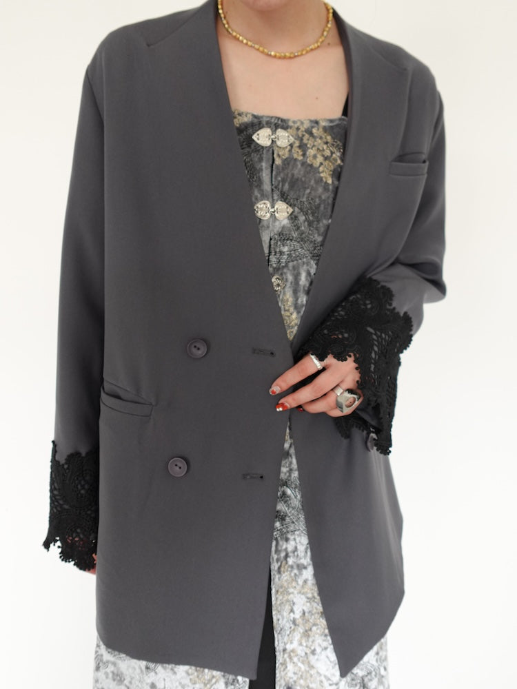 marte sahara レースカフオーバージャケット　グレー Lace Cuff Over Jacket｜レースオーバージャケット – MARTE