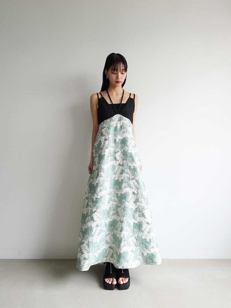 Design Strap Jacquard Dress｜デザインストラップジャガードドレス