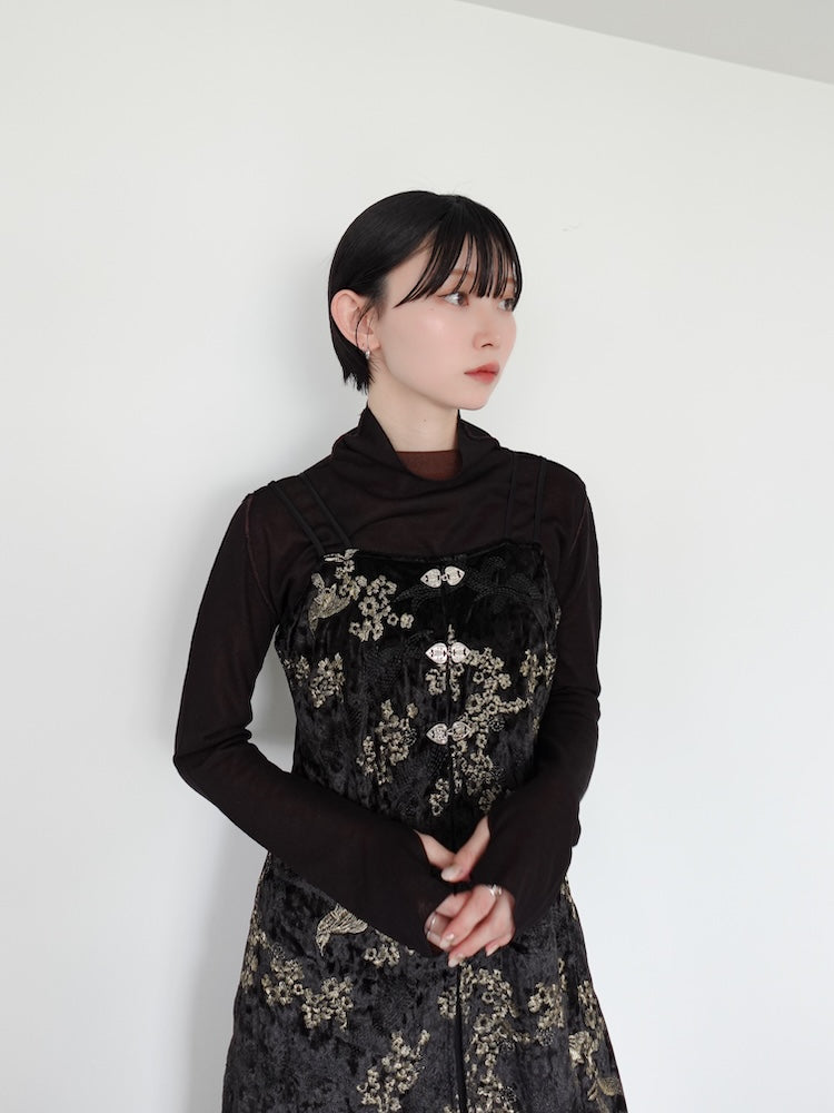 ワンピース MARTE Velour Embroidery Layered Dress Velour Embroidery Layered Dress｜ベロア刺繍ドレス – MARTE