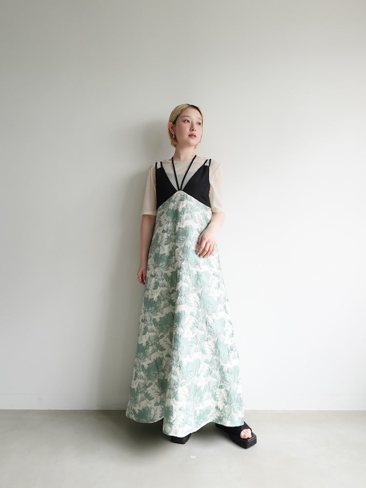 Design Strap Jacquard Dress｜デザインストラップジャガードドレス