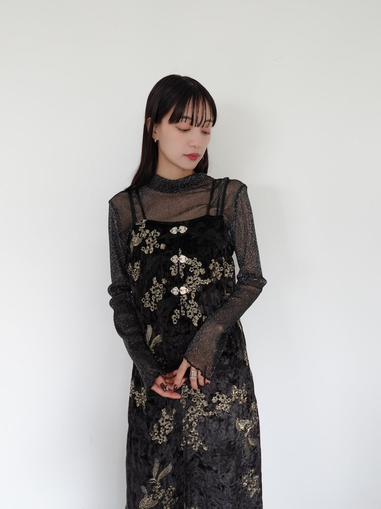 ワンピース MARTE Velour Embroidery Layered Dress Velour Embroidery Layered Dress｜ベロア刺繍ドレス – MARTE