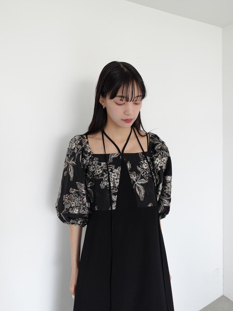 Switching Jacquard Dress｜パフスリーブドレス – MARTE
