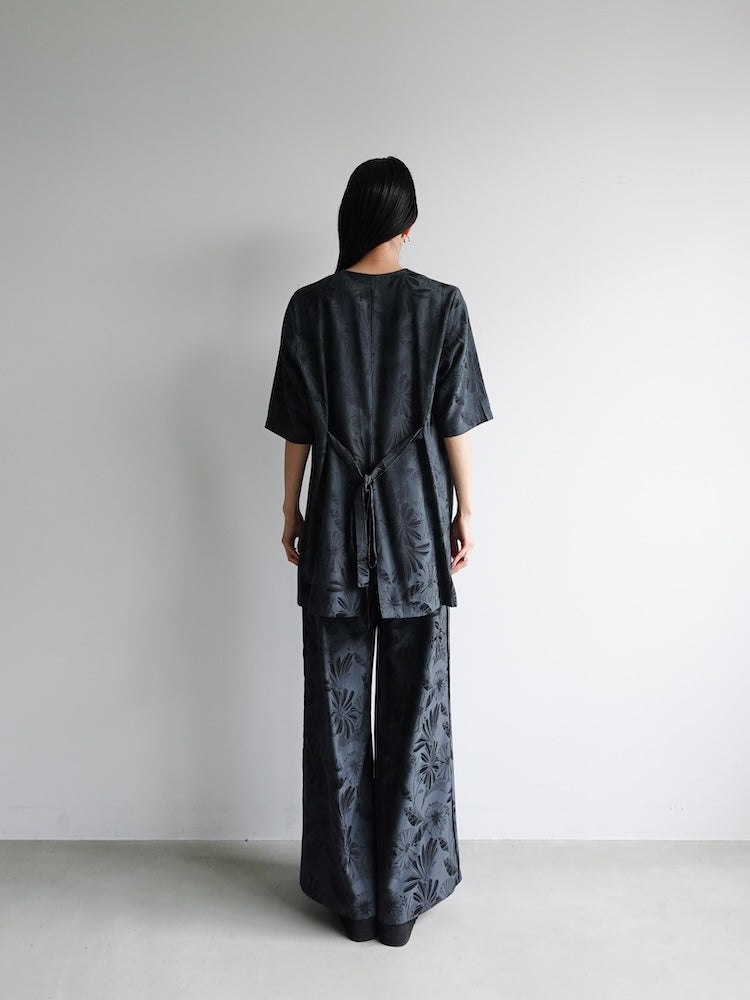 Satin Jacquard Collarless Jacket｜サテンジャガードカラーレス