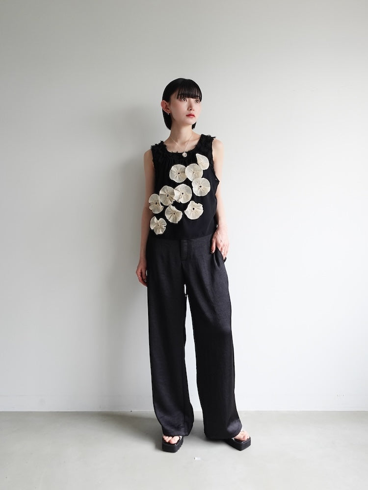 Drawstring Flower Motif Camisole｜ドローストリングフラワー