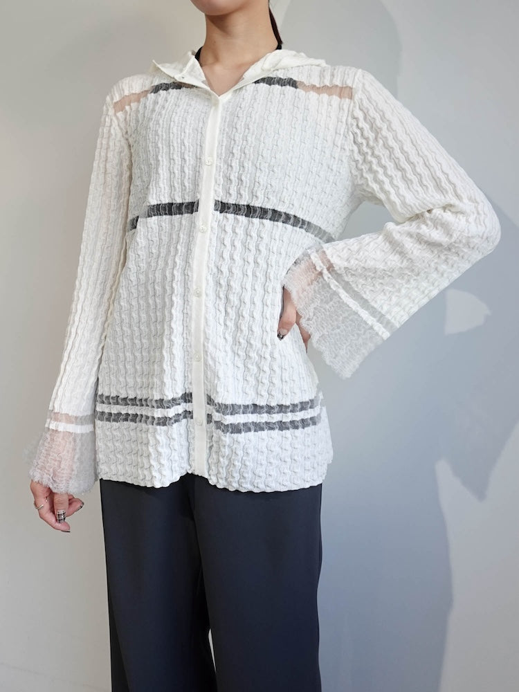 Sheer Hoodie Cardigan｜シアー素材フード付きカーディガン – MARTE