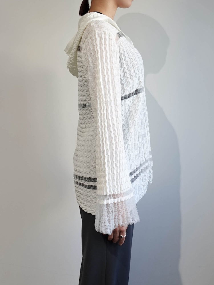 Sheer Hoodie Cardigan｜シアー素材フード付きカーディガン – MARTE