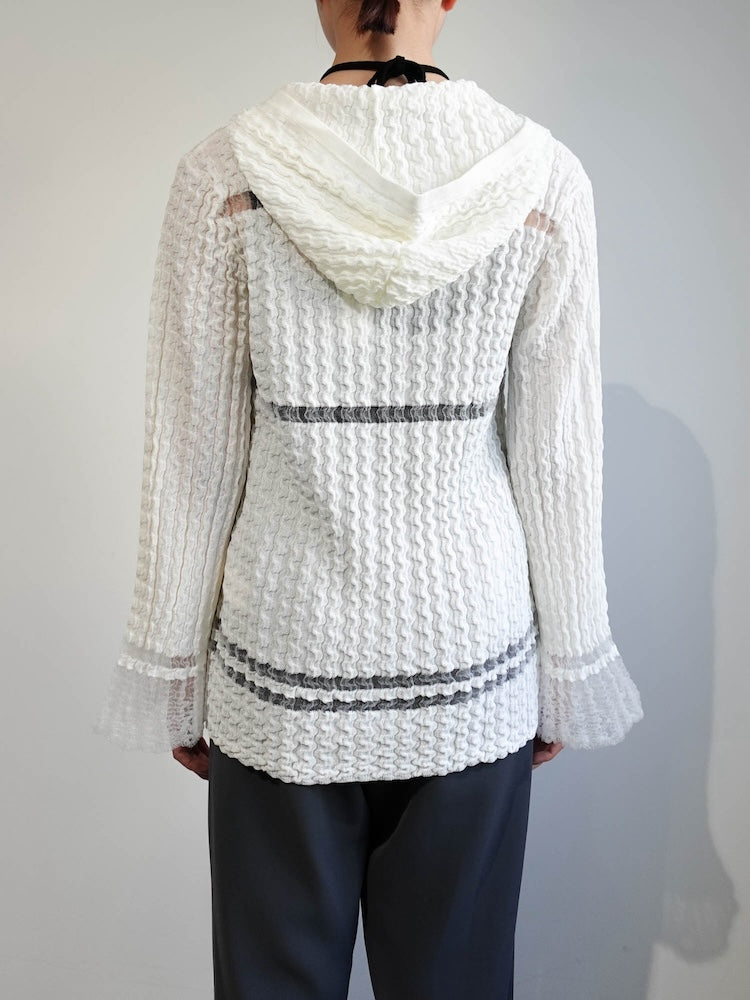Sheer Hoodie Cardigan｜シアー素材フード付きカーディガン – MARTE