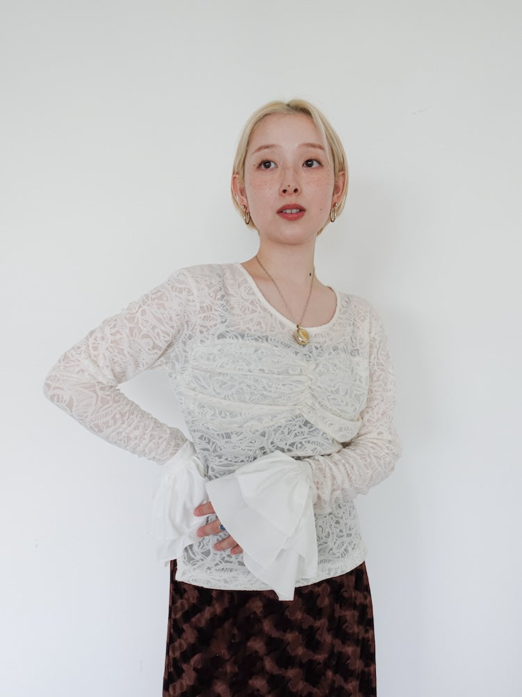 yilon Lace gather tops レースギャザートップス PRANK PROJECT｜レースギャザートップ / Lace Gathered Top