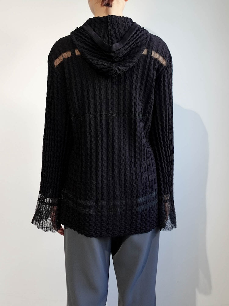 Sheer Hoodie Cardigan｜シアー素材フード付きカーディガン – MARTE