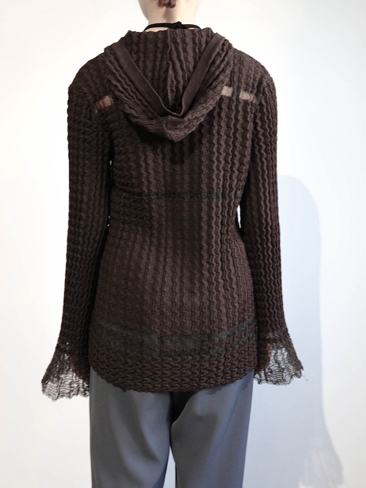 Sheer Hoodie Cardigan｜シアー素材フード付きカーディガン – MARTE