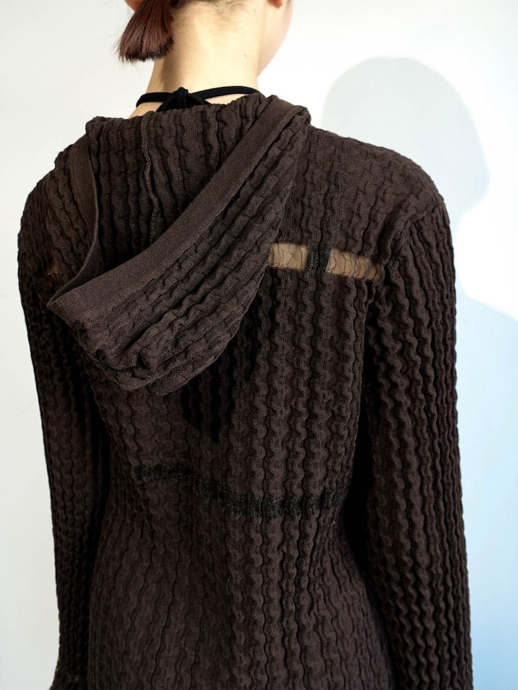 Sheer Hoodie Cardigan｜シアー素材フード付きカーディガン – MARTE