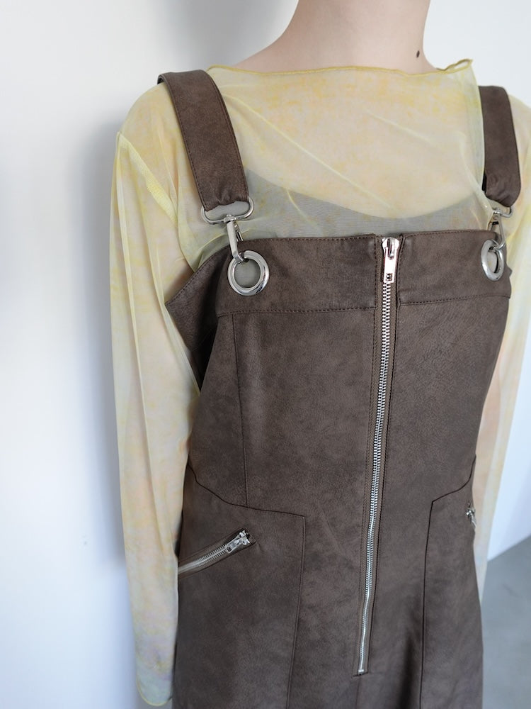 Eyelet Fake Leather Salopette｜アイレットフェイクレザー