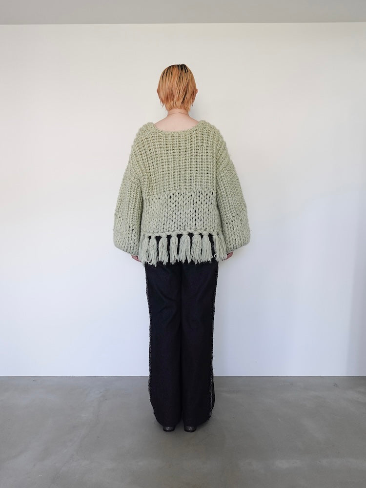 小物 marte fringe maffler cardigan Hand Knitting Fringe Cardigan｜ハンドメイドニット – MARTE