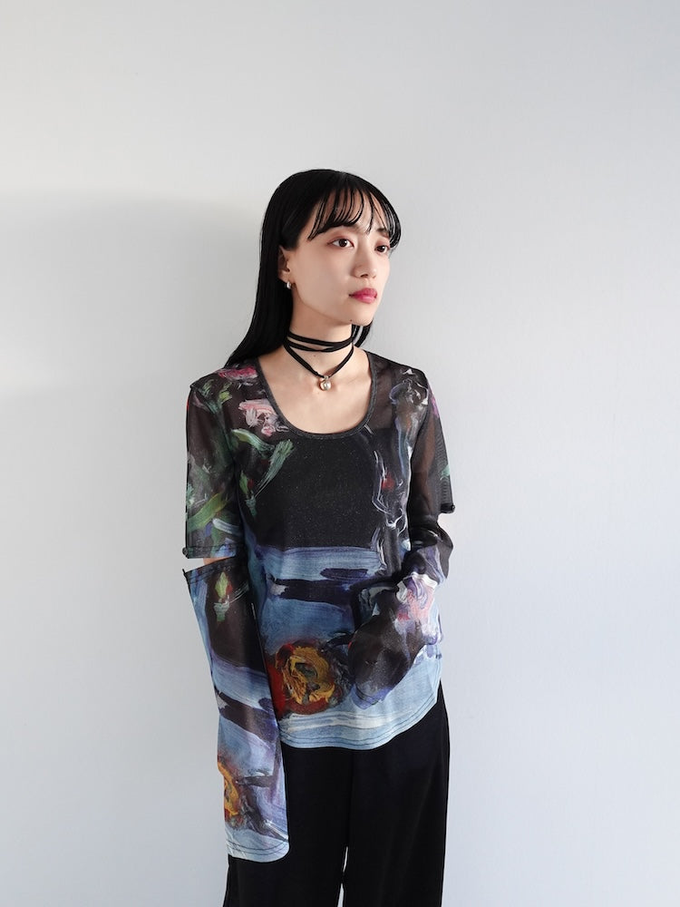 Art Print 2way Sleeve Top｜アートプリントツーウェイスリーブ