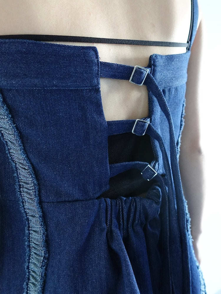 【3月上旬頃 お届け】Gathering Tape Denim Bustier