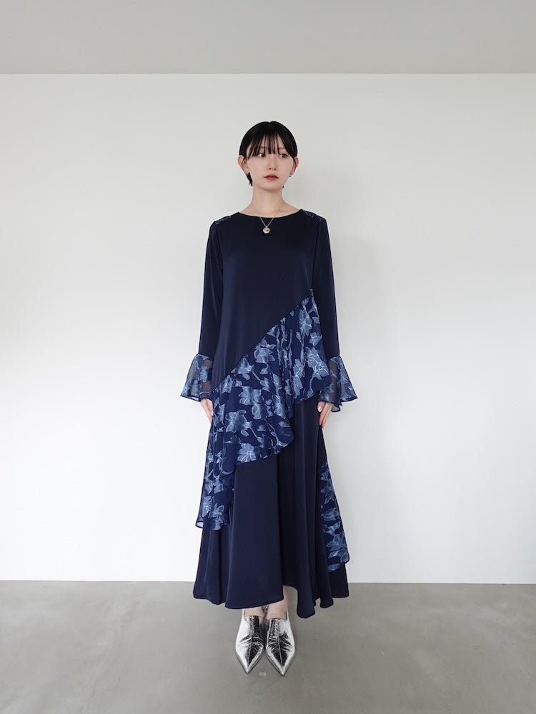 Sheer Jacquard Flare Docking Dress｜シアージャガードフレア