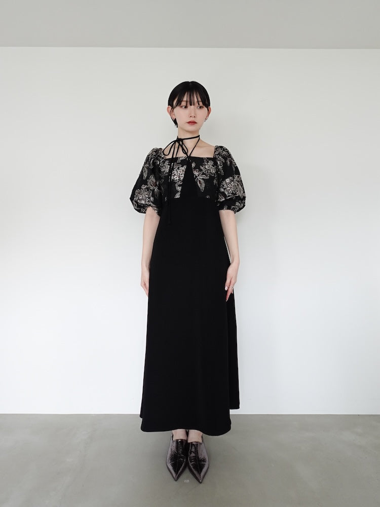 Switching Jacquard Dress｜パフスリーブドレス – MARTE
