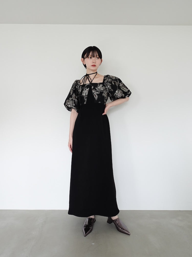 Switching Jacquard Dress｜パフスリーブドレス – MARTE