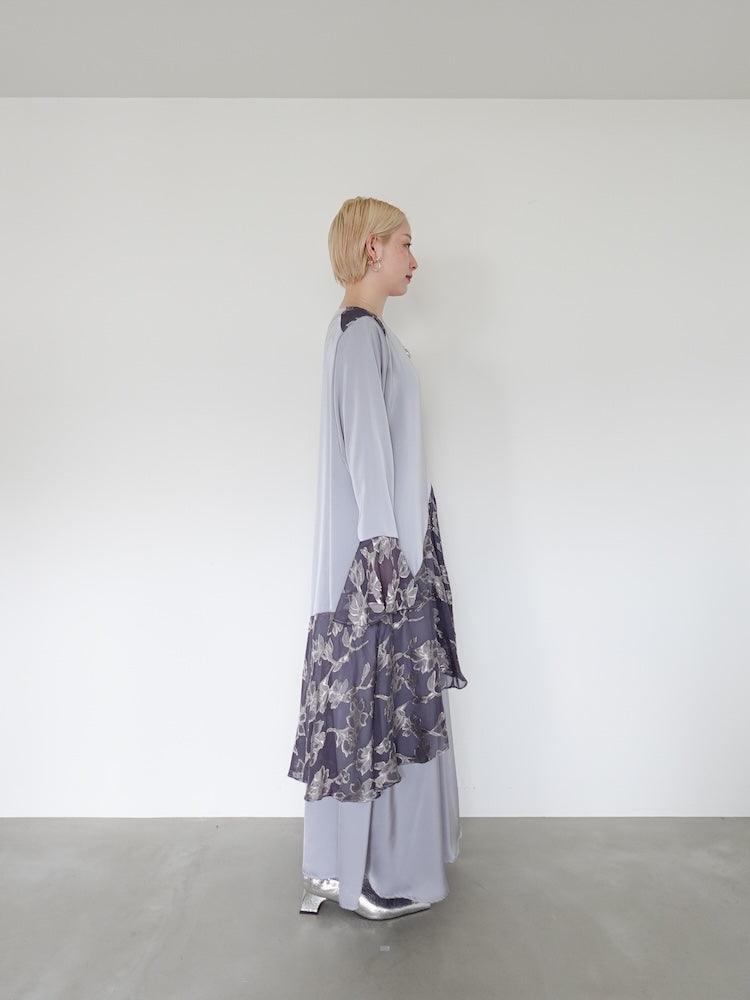 Sheer Jacquard Flare Docking Dress｜シアージャガードフレア