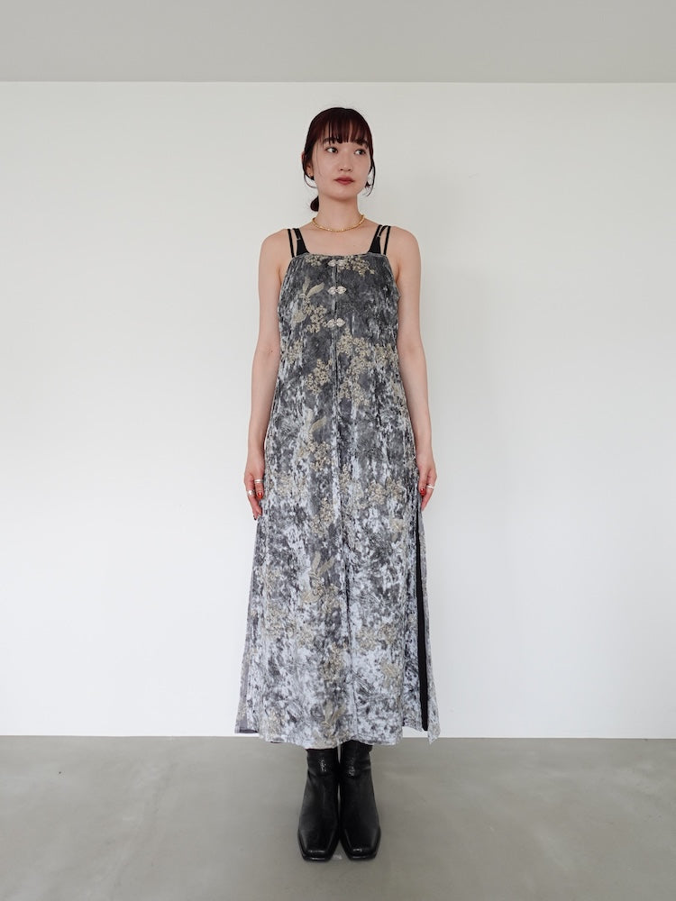 ワンピース MARTE Velour Embroidery Layered Dress Velour Embroidery Layered Dress｜ベロア刺繍ドレス – MARTE