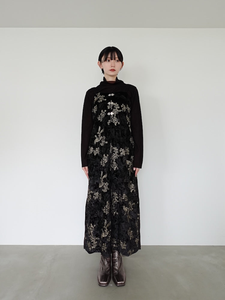 【セルフポートレート】Twisted velvet dress ベロアワンピース velours volume middle one-piece | BONNE