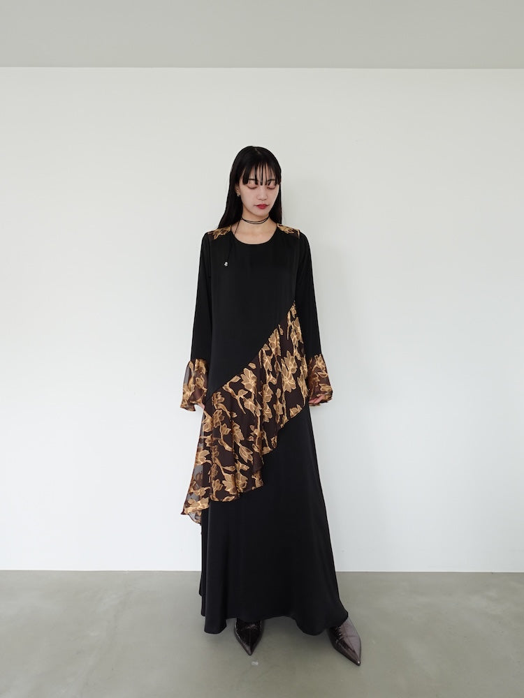 Sheer Jacquard Flare Docking Dress｜シアージャガードフレア