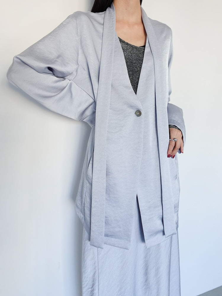 Long Tie Satin Jacket｜ロングタイサテンジャケット – MARTE